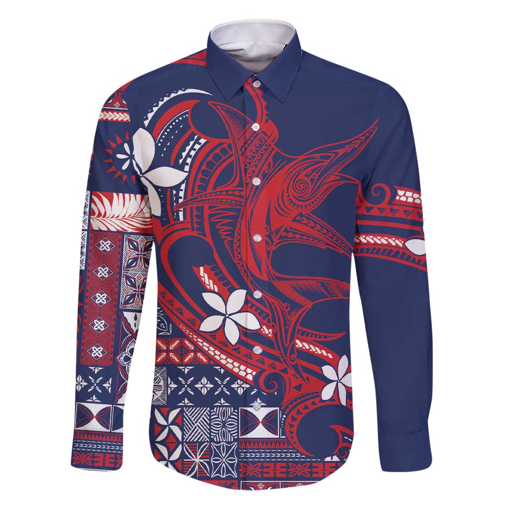 Samoa Manuia le Aso Tuto'atasi Family Matching Short Sleeve Bodycon Dress and Hawaiian Shirt Siapo Mamanu Mix Tatau Marlin - Flag Color