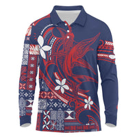 Samoa Manuia le Aso Tuto'atasi Long Sleeve Polo Shirt Siapo Mamanu Mix Tatau Marlin - Flag Color