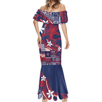 Samoa Manuia le Aso Tuto'atasi Mermaid Dress Siapo Mamanu Mix Tatau Marlin - Flag Color LT7 - Polynesian Pride
