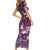 Samoa Manuia le Aso Tuto'atasi Short Sleeve Bodycon Dress Siapo Mamanu Mix Tatau Marlin - Flag Color