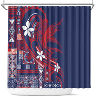 Samoa Manuia le Aso Tuto'atasi Shower Curtain Siapo Mamanu Mix Tatau Marlin - Flag Color