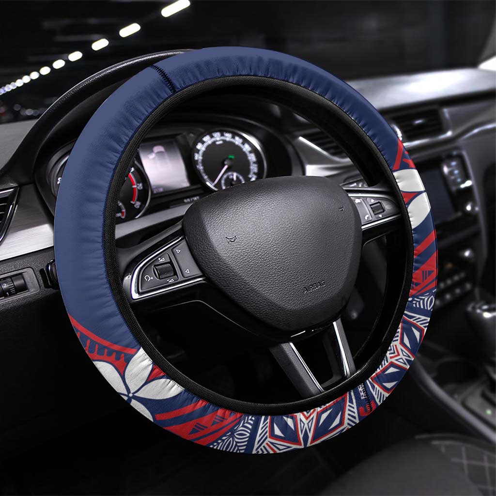 Samoa Manuia le Aso Tuto'atasi Steering Wheel Cover Siapo Mamanu Mix Tatau Marlin - Flag Color
