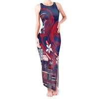 Samoa Manuia le Aso Tuto'atasi Tank Maxi Dress Siapo Mamanu Mix Tatau Marlin - Flag Color