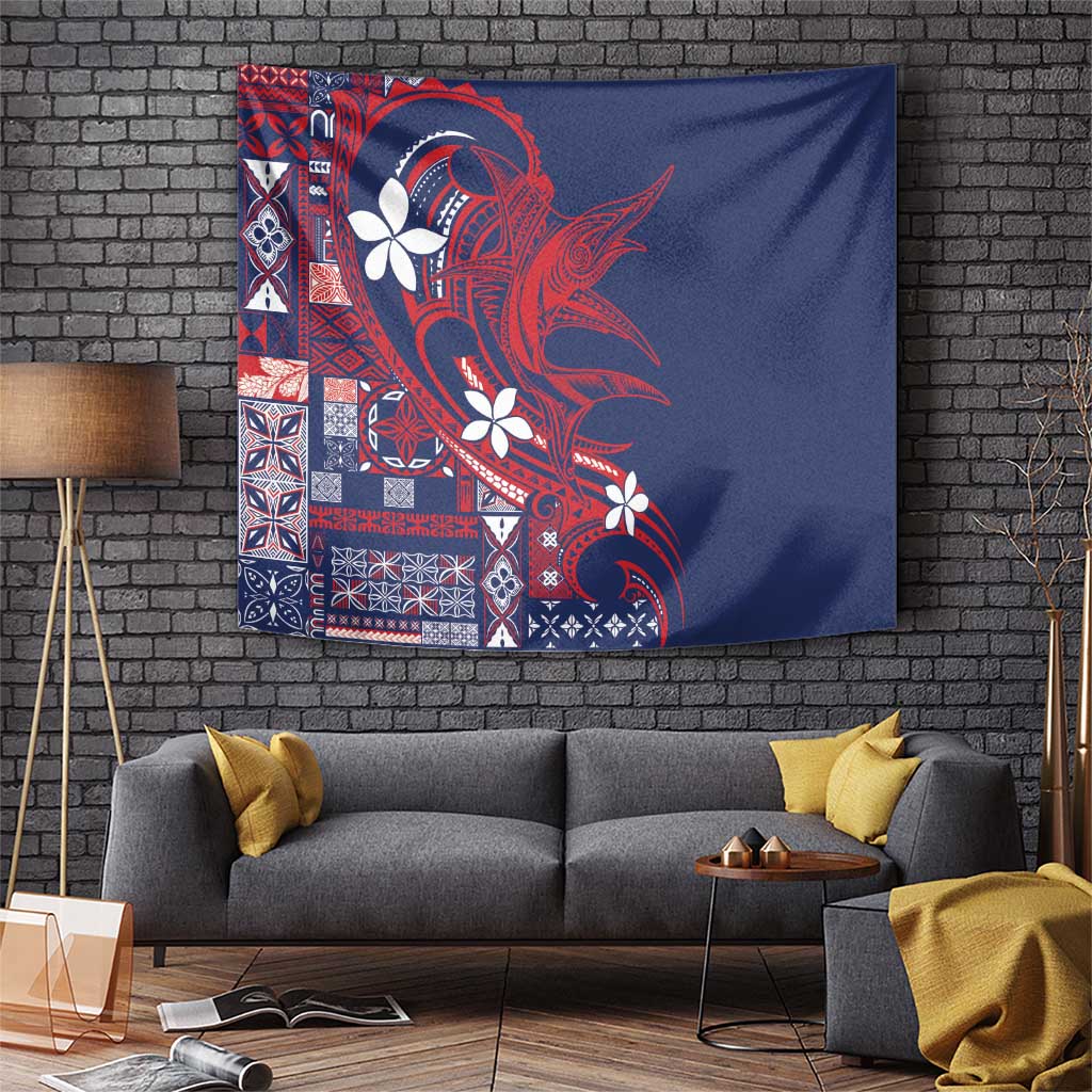 Samoa Manuia le Aso Tuto'atasi Tapestry Siapo Mamanu Mix Tatau Marlin - Flag Color