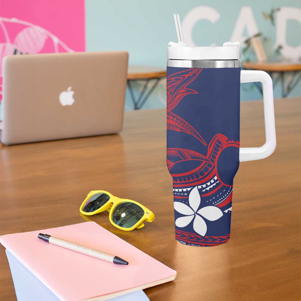 Samoa Manuia le Aso Tuto'atasi Tumbler With Handle Siapo Mamanu Mix Tatau Marlin - Flag Color