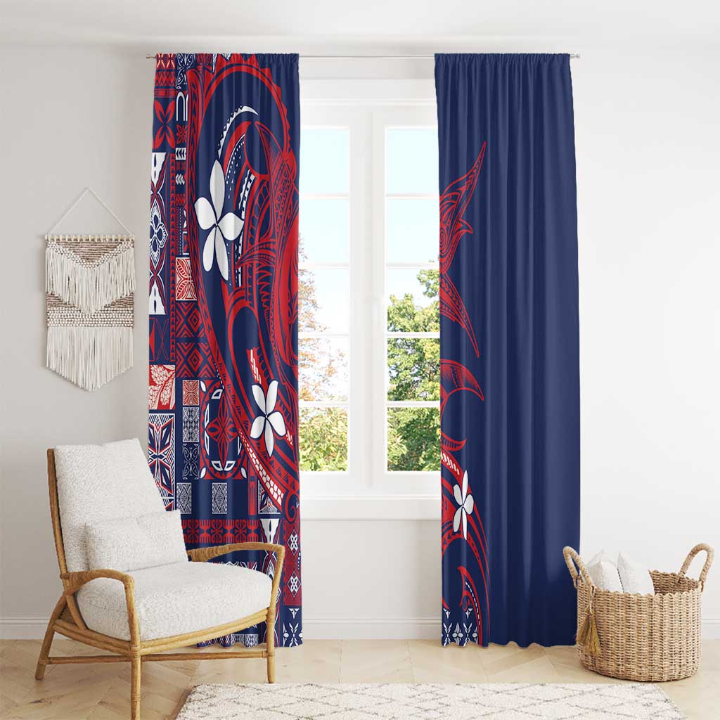 Samoa Manuia le Aso Tuto'atasi Window Curtain Siapo Mamanu Mix Tatau Marlin - Flag Color