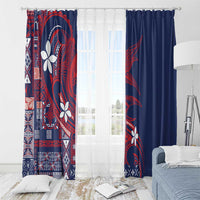 Samoa Manuia le Aso Tuto'atasi Window Curtain Siapo Mamanu Mix Tatau Marlin - Flag Color