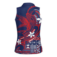 Samoa Manuia le Aso Tuto'atasi Women Sleeveless Polo Shirt Siapo Mamanu Mix Tatau Marlin - Flag Color