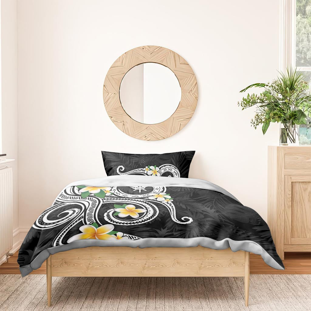 Kanaka Maoli Hawaii Plumeria Bedding Set Dancing Tentacles Black Style