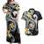 Kanaka Maoli Hawaii Plumeria Couples Matching Off Shoulder Maxi Dress and Hawaiian Shirt Dancing Tentacles Black Style