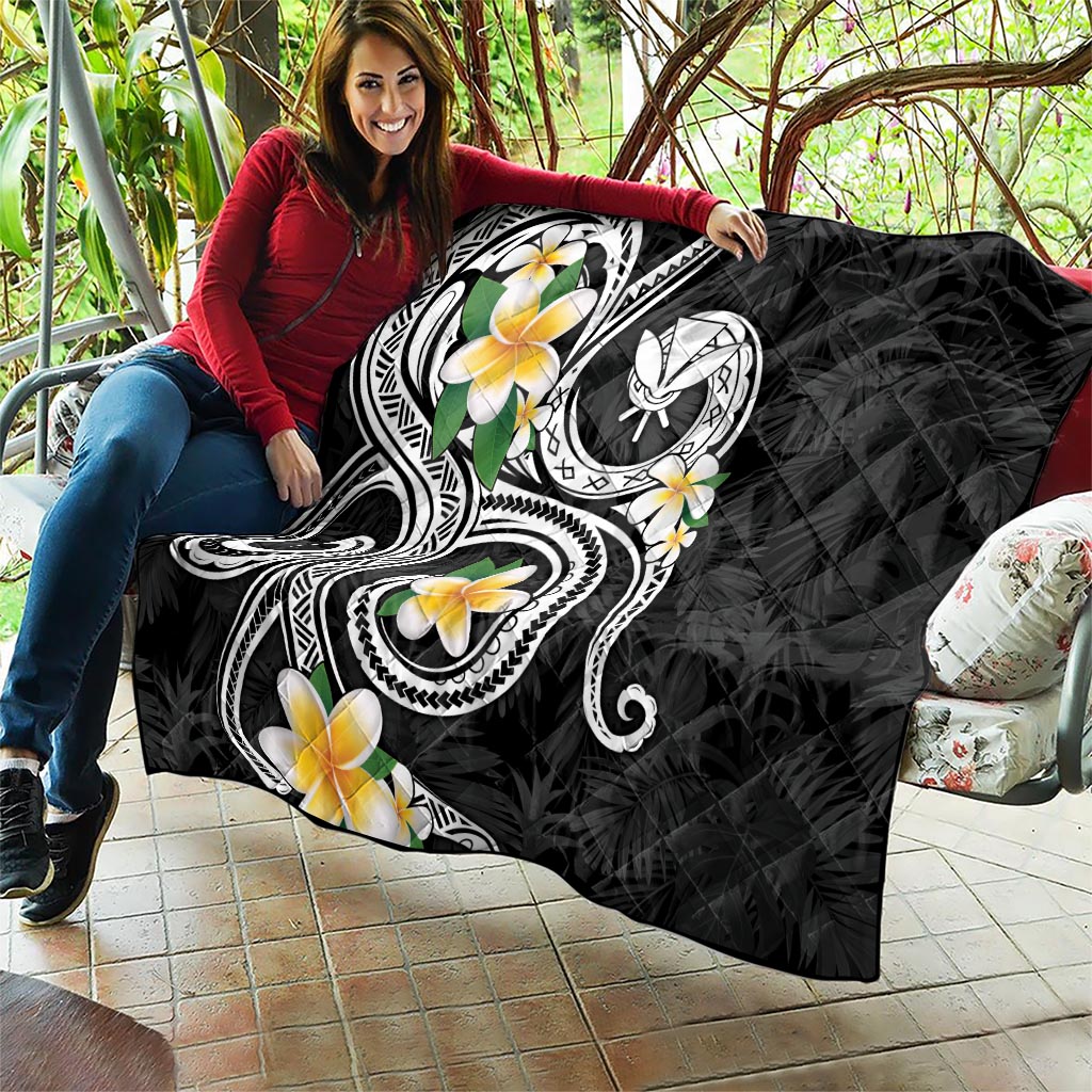 Kanaka Maoli Hawaii Plumeria Quilt Dancing Tentacles Black Style
