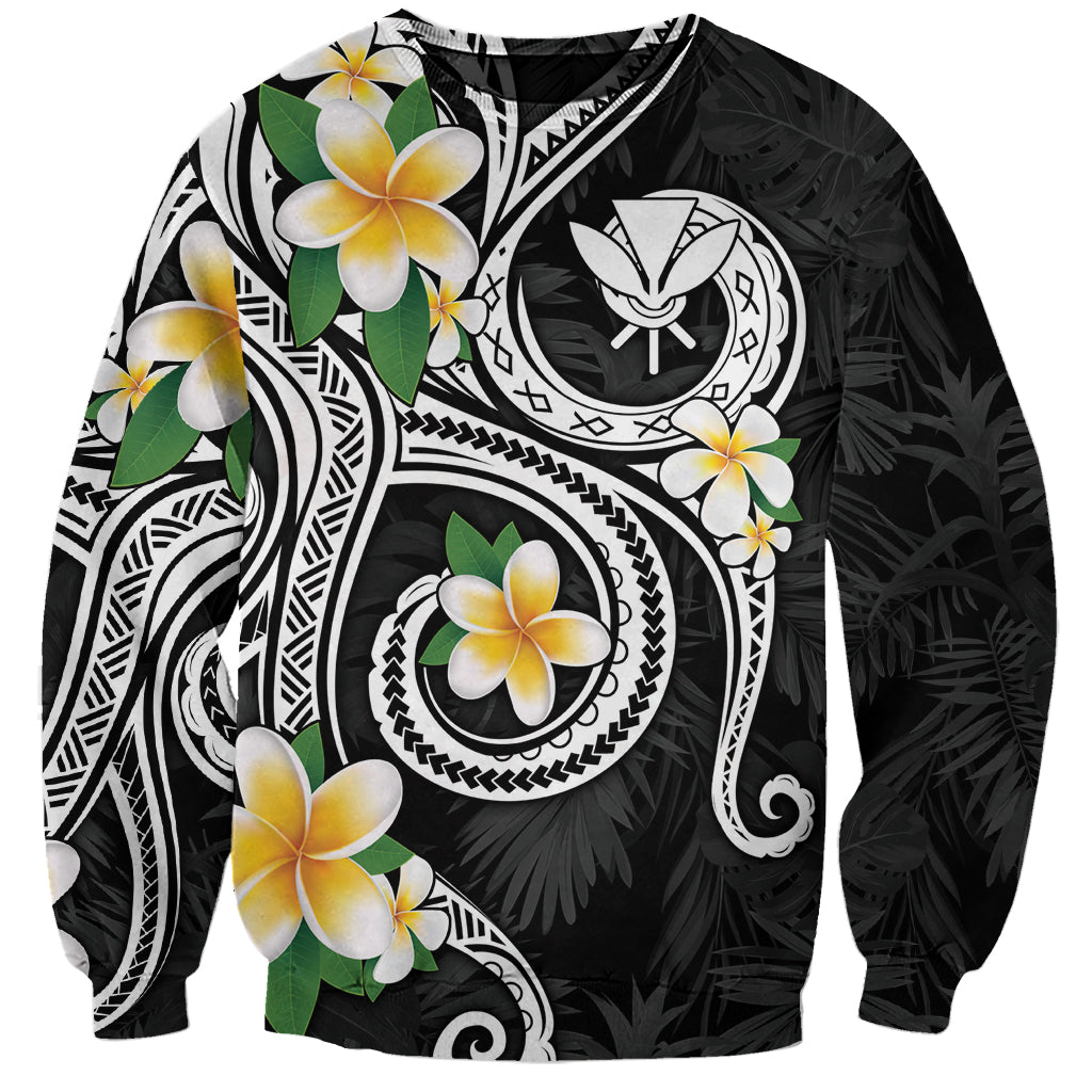 Kanaka Maoli Hawaii Plumeria Sweatshirt Dancing Tentacles Black Style