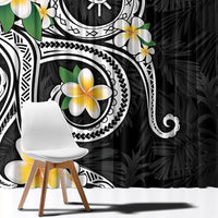 Kanaka Maoli Hawaii Plumeria Window Curtain Dancing Tentacles Black Style