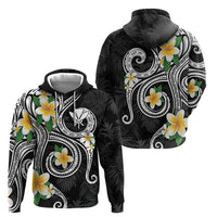 Kanaka Maoli Hawaii Plumeria Zip Hoodie Dancing Tentacles Black Style