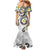 Kanaka Maoli Hawaii Plumeria Family Matching Mermaid Dress and Hawaiian Shirt Dancing Tentacles White Style