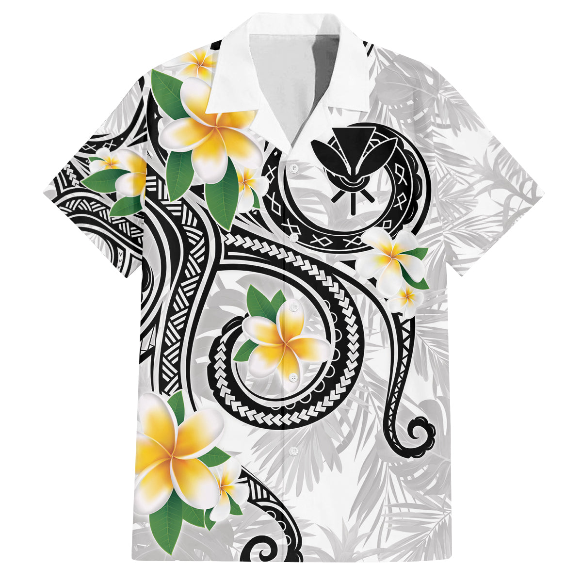 Kanaka Maoli Hawaii Plumeria Family Matching Off Shoulder Short Dress and Hawaiian Shirt Dancing Tentacles White Style