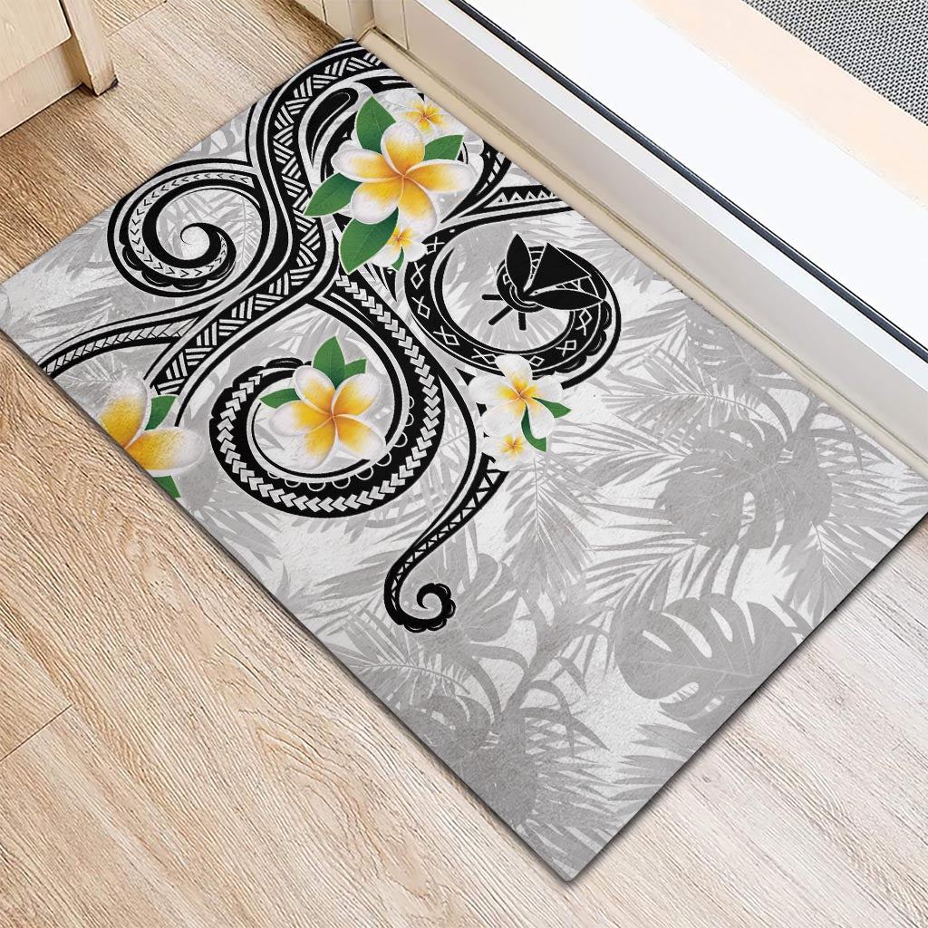 Kanaka Maoli Hawaii Plumeria Rubber Doormat Dancing Tentacles White Style