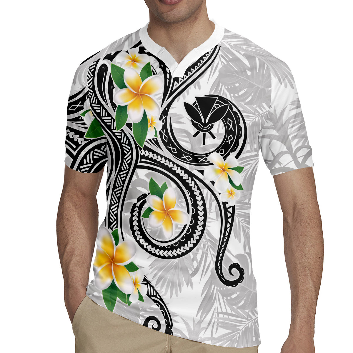 Kanaka Maoli Hawaii Plumeria Rugby Jersey Dancing Tentacles White Style