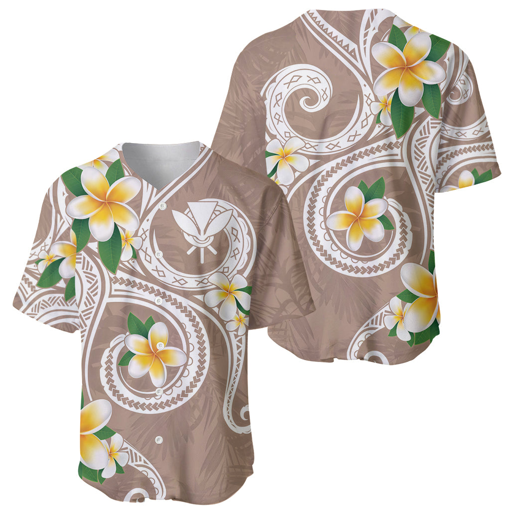 Kanaka Maoli Hawaii Plumeria Baseball Jersey Dancing Tentacles Beige Style