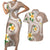 Kanaka Maoli Hawaii Plumeria Couples Matching Short Sleeve Bodycon Dress and Hawaiian Shirt Dancing Tentacles Beige Style