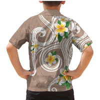 Kanaka Maoli Hawaii Plumeria Family Matching Mermaid Dress and Hawaiian Shirt Dancing Tentacles Beige Style