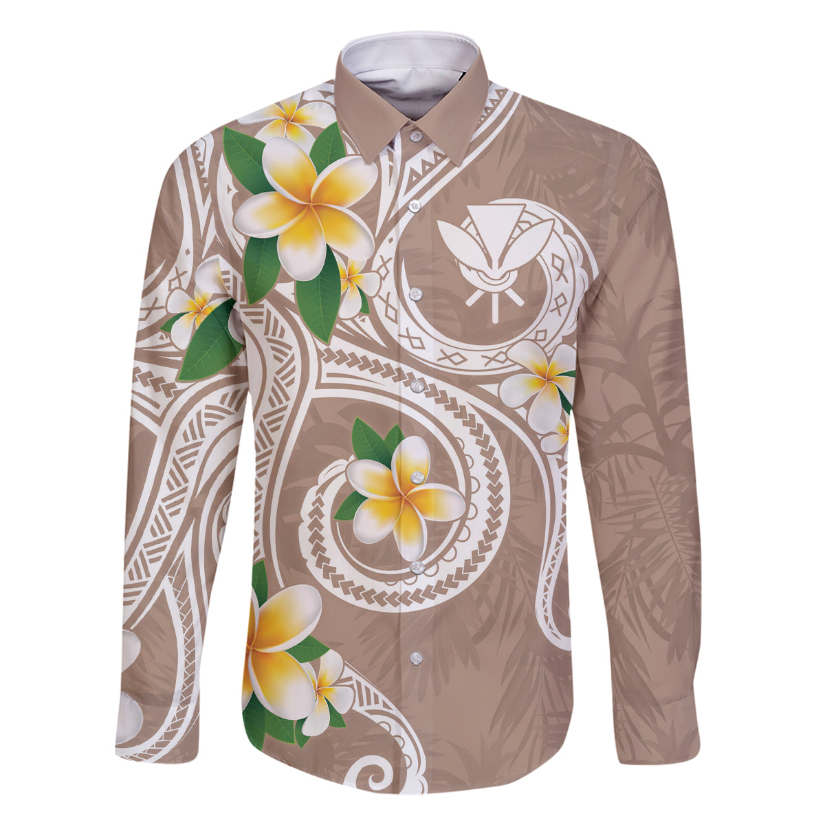 Kanaka Maoli Hawaii Plumeria Family Matching Mermaid Dress and Hawaiian Shirt Dancing Tentacles Beige Style