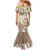 Kanaka Maoli Hawaii Plumeria Family Matching Mermaid Dress and Hawaiian Shirt Dancing Tentacles Beige Style
