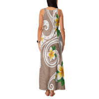 Kanaka Maoli Hawaii Plumeria Family Matching Tank Maxi Dress and Hawaiian Shirt Dancing Tentacles Beige Style