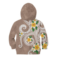 Kanaka Maoli Hawaii Plumeria Kid Hoodie Dancing Tentacles Beige Style