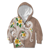 Kanaka Maoli Hawaii Plumeria Kid Hoodie Dancing Tentacles Beige Style