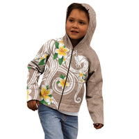Kanaka Maoli Hawaii Plumeria Kid Hoodie Dancing Tentacles Beige Style