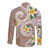 Kanaka Maoli Hawaii Plumeria Long Sleeve Button Shirt Dancing Tentacles Beige Style