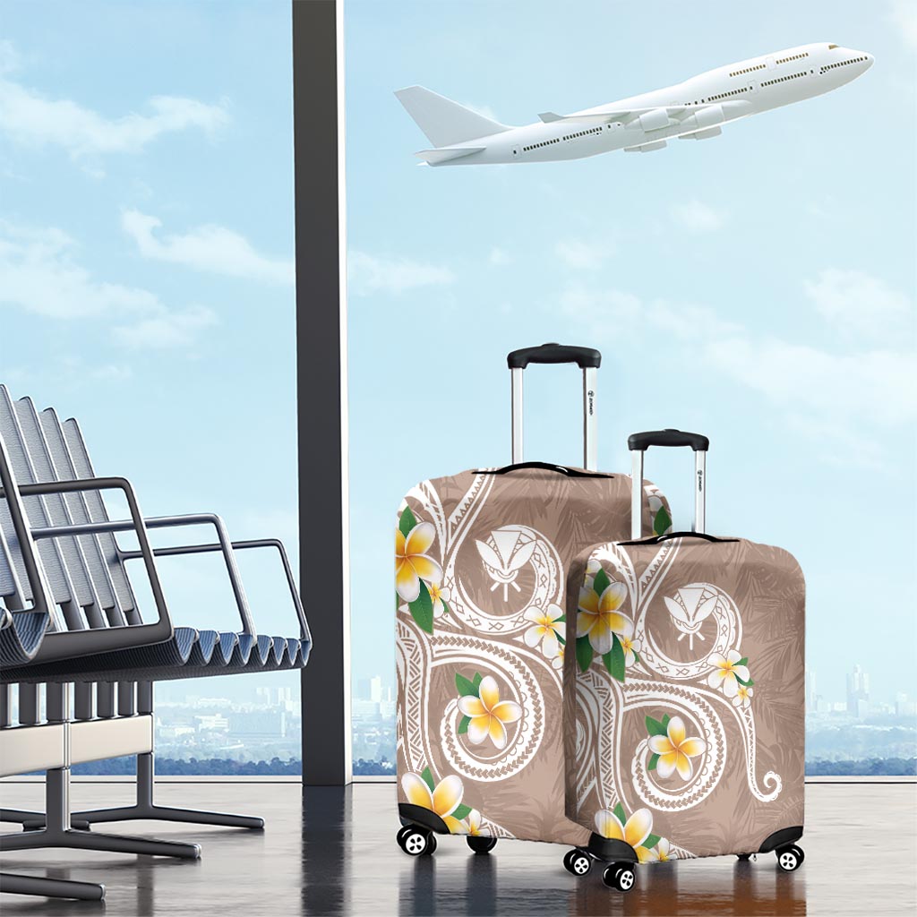 Kanaka Maoli Hawaii Plumeria Luggage Cover Dancing Tentacles Beige Style LT7
