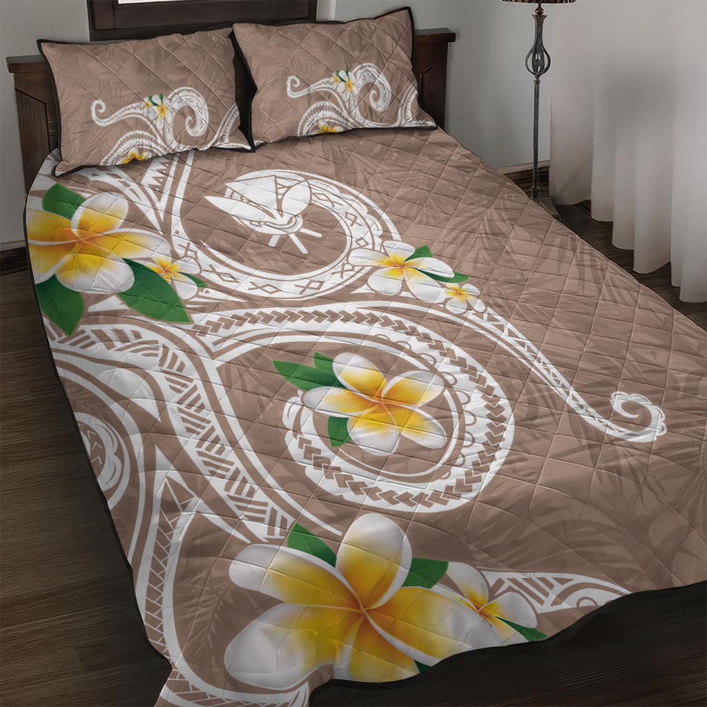 Kanaka Maoli Hawaii Plumeria Quilt Bed Set Dancing Tentacles Beige Style LT7