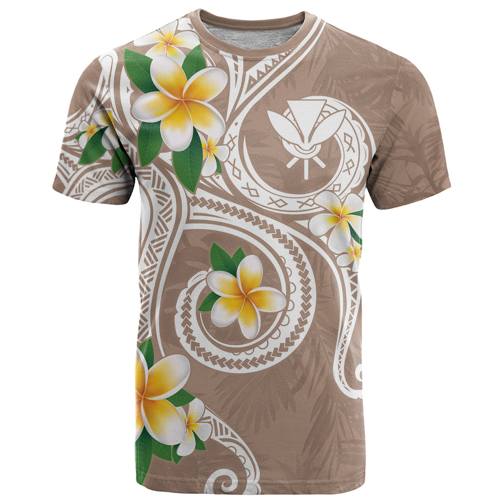 Kanaka Maoli Hawaii Plumeria T Shirt Dancing Tentacles Beige Style