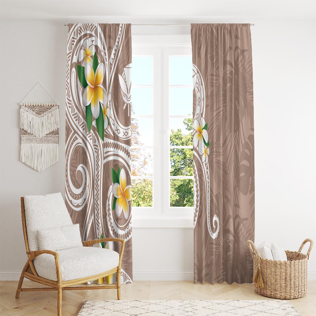Kanaka Maoli Hawaii Plumeria Window Curtain Dancing Tentacles Beige Style LT7