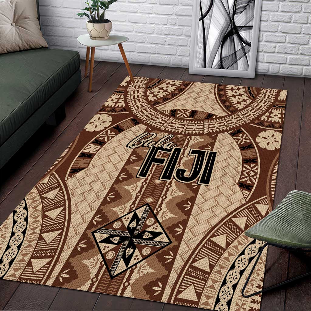 Bula Fiji Vintage Area Rug Brown Masi Motifs