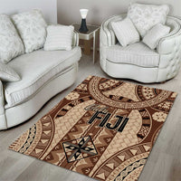 Bula Fiji Vintage Area Rug Brown Masi Motifs