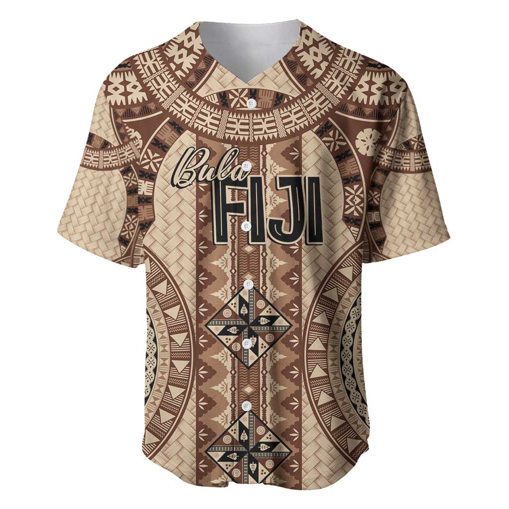 Bula Fiji Vintage Baseball Jersey Brown Masi Motifs