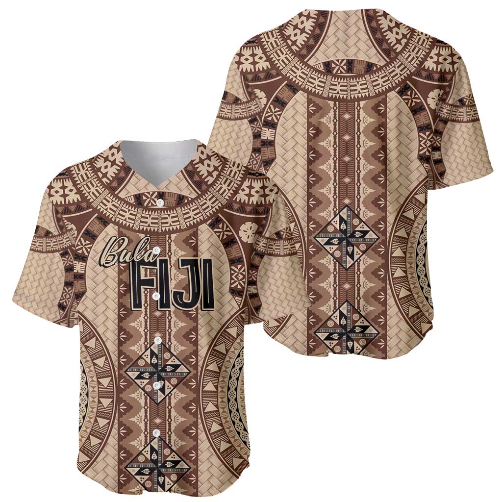 Bula Fiji Vintage Baseball Jersey Brown Masi Motifs