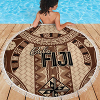 Bula Fiji Vintage Beach Blanket Brown Masi Motifs