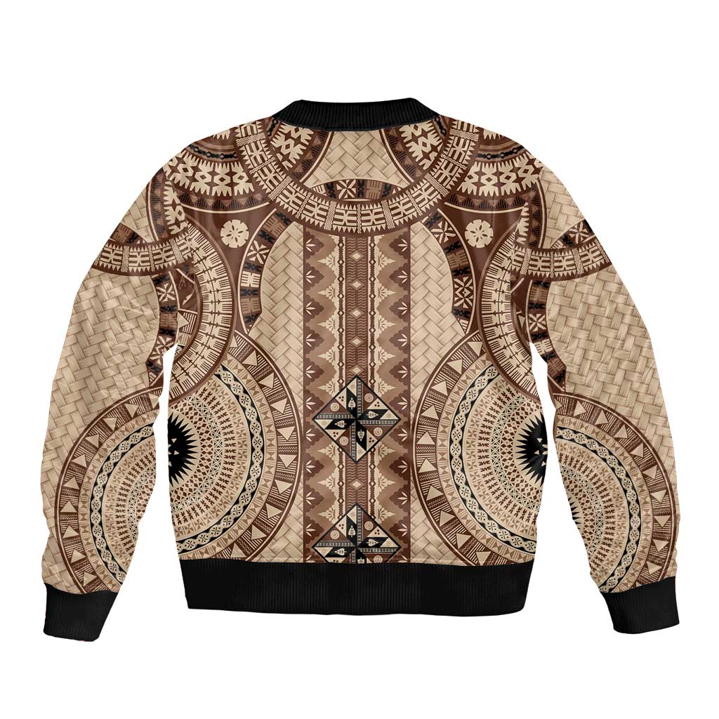 Bula Fiji Vintage Bomber Jacket Brown Masi Motifs
