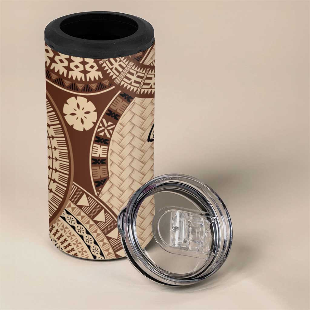 Bula Fiji Vintage 4 in 1 Can Cooler Tumbler Brown Masi Motifs