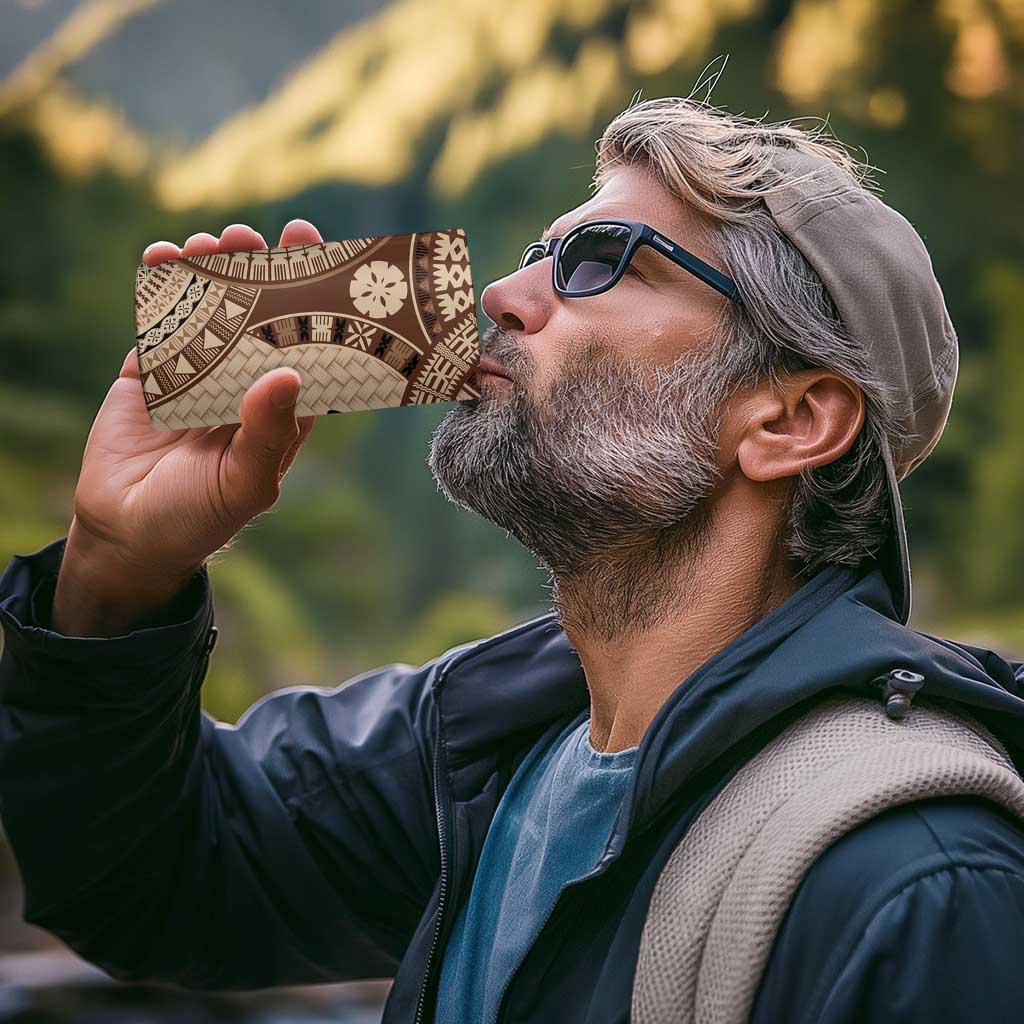 Bula Fiji Vintage 4 in 1 Can Cooler Tumbler Brown Masi Motifs
