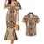 Bula Fiji Vintage Couples Matching Mermaid Dress and Hawaiian Shirt Brown Masi Motifs