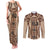 Bula Fiji Vintage Couples Matching Tank Maxi Dress and Long Sleeve Button Shirt Brown Masi Motifs