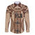 Bula Fiji Vintage Family Matching Long Sleeve Bodycon Dress and Hawaiian Shirt Brown Masi Motifs