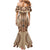 Bula Fiji Vintage Family Matching Mermaid Dress and Hawaiian Shirt Brown Masi Motifs