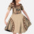 Bula Fiji Vintage Family Matching Off The Shoulder Long Sleeve Dress and Hawaiian Shirt Brown Masi Motifs