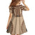 Bula Fiji Vintage Family Matching Short Sleeve Bodycon Dress and Hawaiian Shirt Brown Masi Motifs